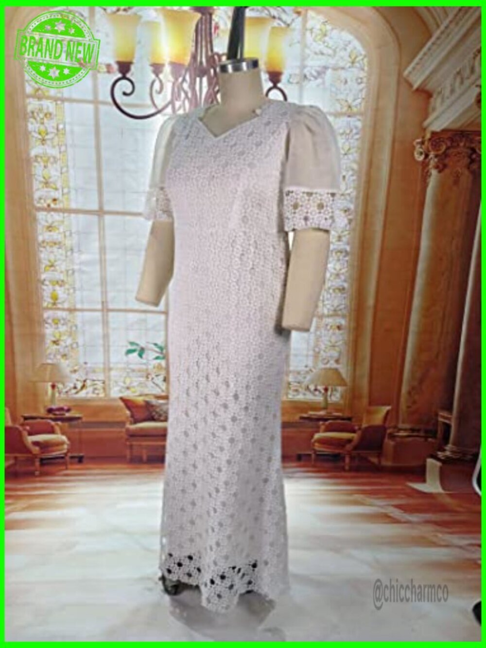 Plus Size Formal Maxi Dress Lantern Sleeve Bodycon Mermaid Gown - Picture 5 of 7